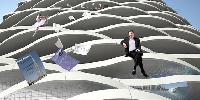 Finalist: <em>The Wave</em> by Seán Paul Moss. Image shows architect Raith Anderson of DBI Design.