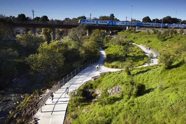 View of south bank from High Street Bridge. New Merri Creek Trail and ...