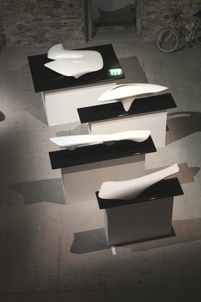 Massing of Zaha Hadid built works formed by white polymer paint.