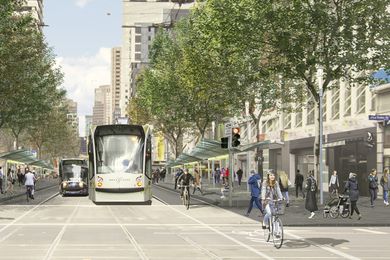 A concept image for a pedestrianized Elizabeth Street.