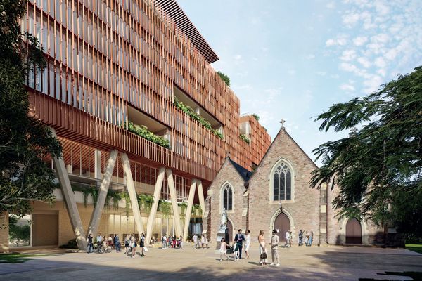 The proposed eight-storey office tower at St Patrick’s Church by BVN.