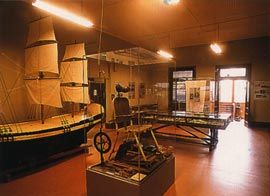 An exhibition space within the convent, with a model of the Endeavour. Image: Patrick Bingham-Hall