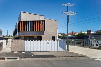 The recently completed development comprises seven one- and two-bedroom townhouses, set on formerly surplus council land alongside the Upfield Bike Path.