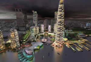 In Melbourne firm Ashton Raggatt McDougall’s (ARM) bold vision for Perth, the esplanade would be a highrise precinct where the river would be enfolded into an excavated circular inlet.