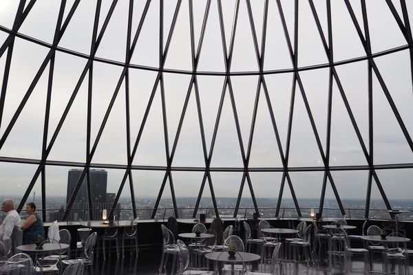 Inside 30 St Mary's Axe, affectionately known as the Gherkin, by Foster and Partners in London