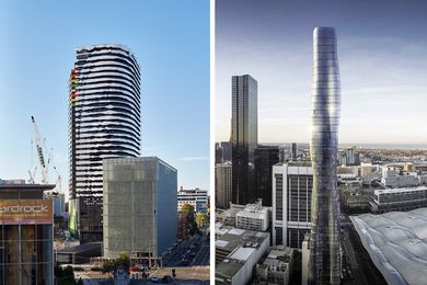 Left: ARM Architecture's Portrait building;  right: Elenberg Fraser's Premier Tower 