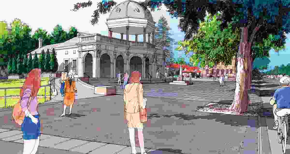 An artist’s impression of Bendigo’s RSL and Pall Mall after the implementation of the pedestrian-focused plan.
