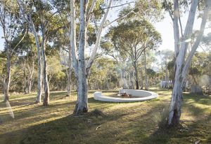 A fire pit designed by Michael Bates in the Snowy Mountains.