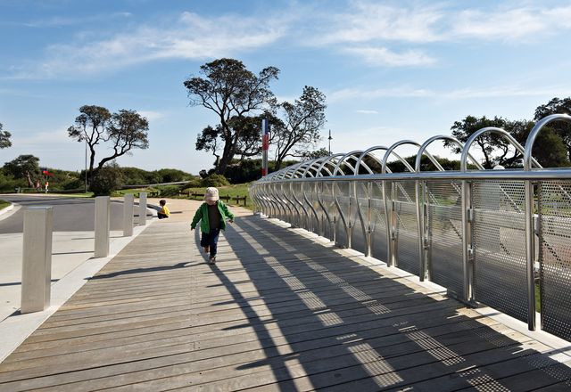 The bridge offers pedestrians a place to sit, rest, walk and view.
