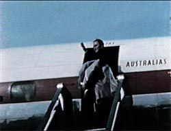 Stills showing the Seidlers at their wedding, 15 December 1958, and departing from Sydney for their honeymoon. These are from a home movie by Penelope Seidler’s sister, Elizabeth Evatt and are incleded in one of the four short films created for the exhibition by Michael Hill. The exhibition was designed by Freeman Ryan Design.