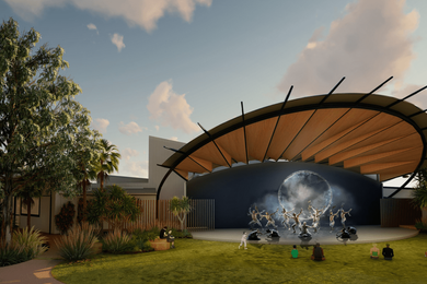 Render of Godinymayin Yijard Rivers Arts and Cultural Centre new amphitheatre.