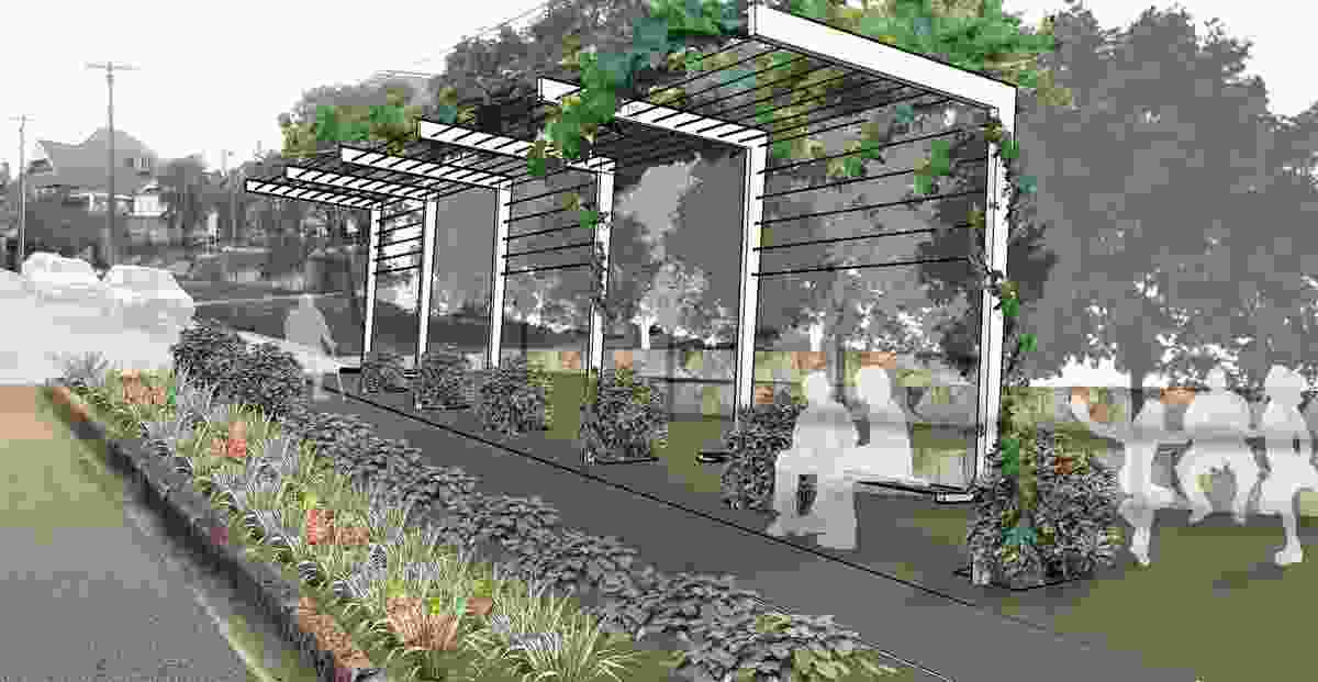 Proposed vine shelters at Hampstead Common aim to reclaim the road.