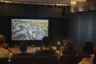Suzannah Waldron, Searle x Waldron Architecture, presenting University of Melbourne, End of Trip Facilities at The Architecture Symposium, Sydney.