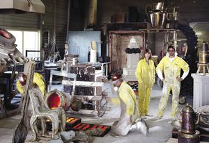 Job Smeets and Nynke Tynagel in the foundry, 2007.