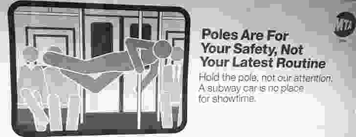 A sign in a subway carriage, New York, USA.