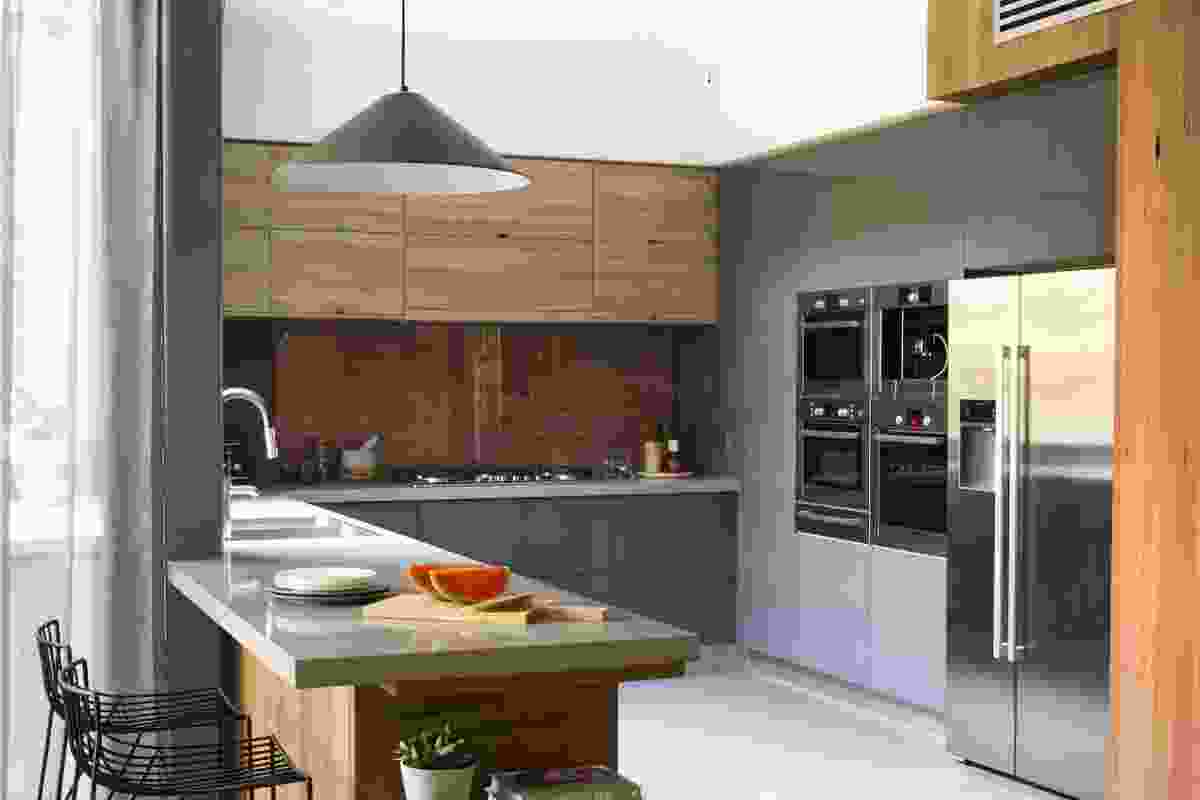 Kitchen by The Block contestants Kyal and Kara featuring Silestone Cygnus benchtop.