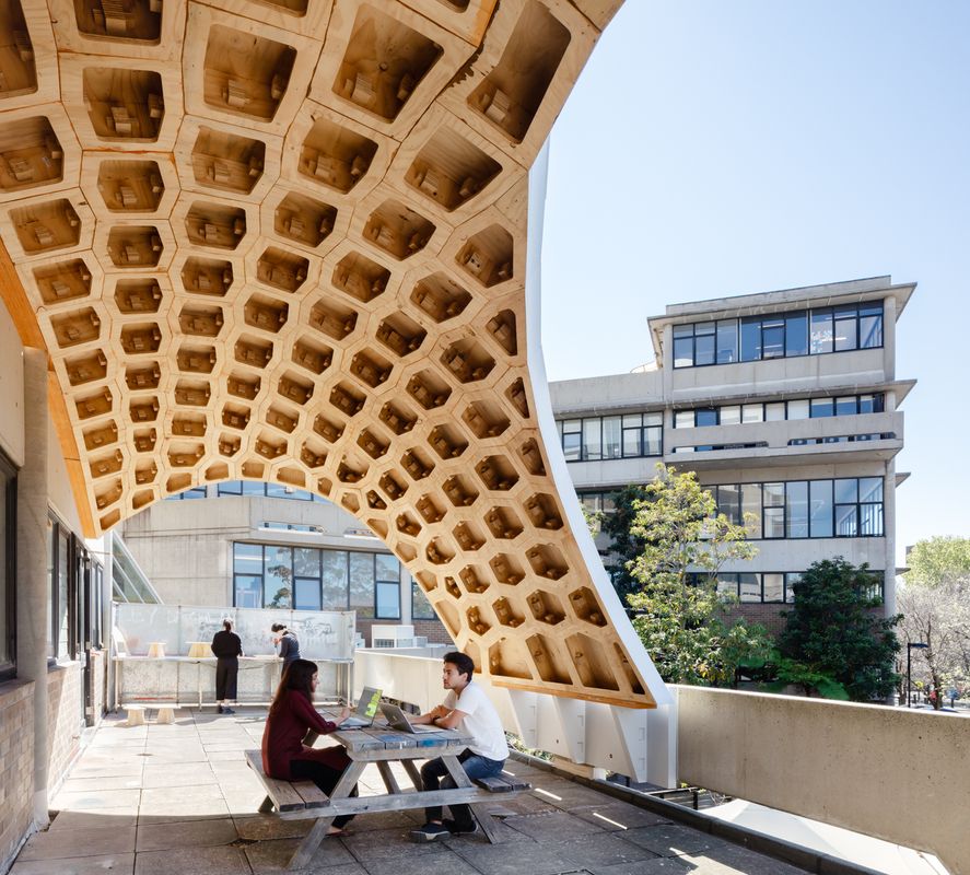 Robotically fabricated canopy adorns brutalist Sydney architecture school |  ArchitectureAU