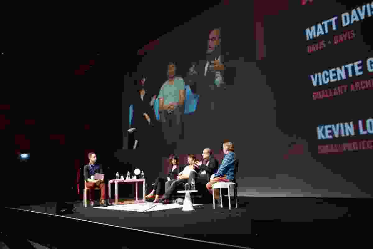 (L–R) Matt Davis, Cristina Goberna, Kevin Low, Vicente Guallart and Greg Mackie on stage at How Soon is Now?