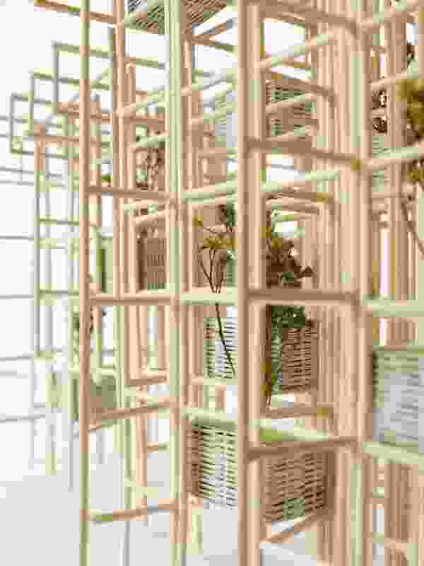 The 2016 Fugitive Structures pavilion Bamboo Wall by Vo Trong Nghia.