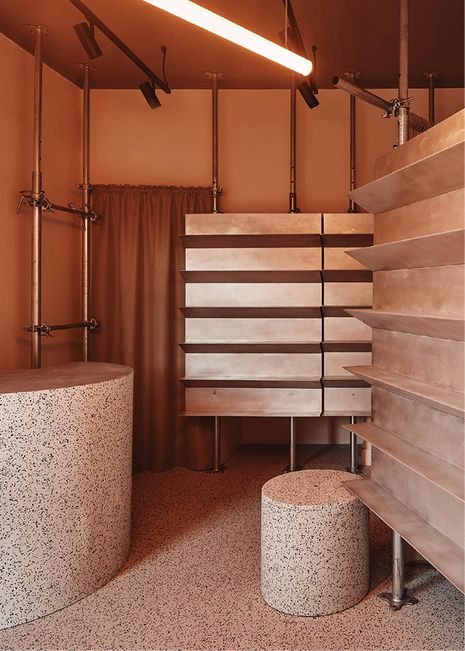 The minimal, industrial fixtures and surfaces at Finesse’s retail space exemplify Studio Edwards’ material ingenuity.