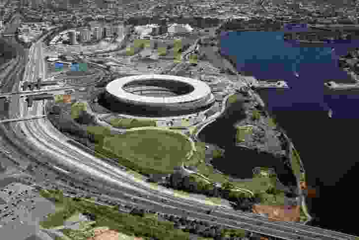 Perth Stadium by Hassell, Cox Architecture, and HKS Sport and Entertainment.