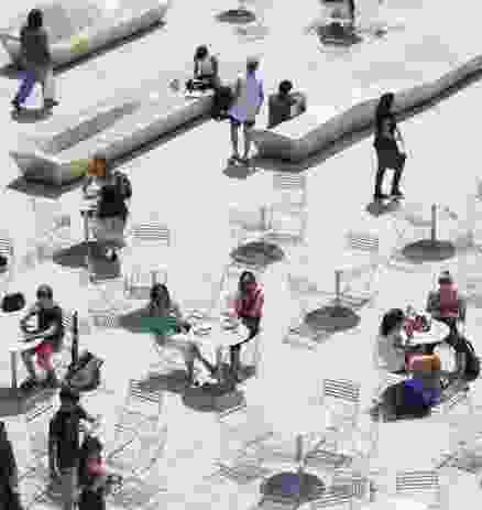 The Science Center Plaza at Harvard University by Stoss is designed to allow for multiple programs through a minimal use of permanent structure.