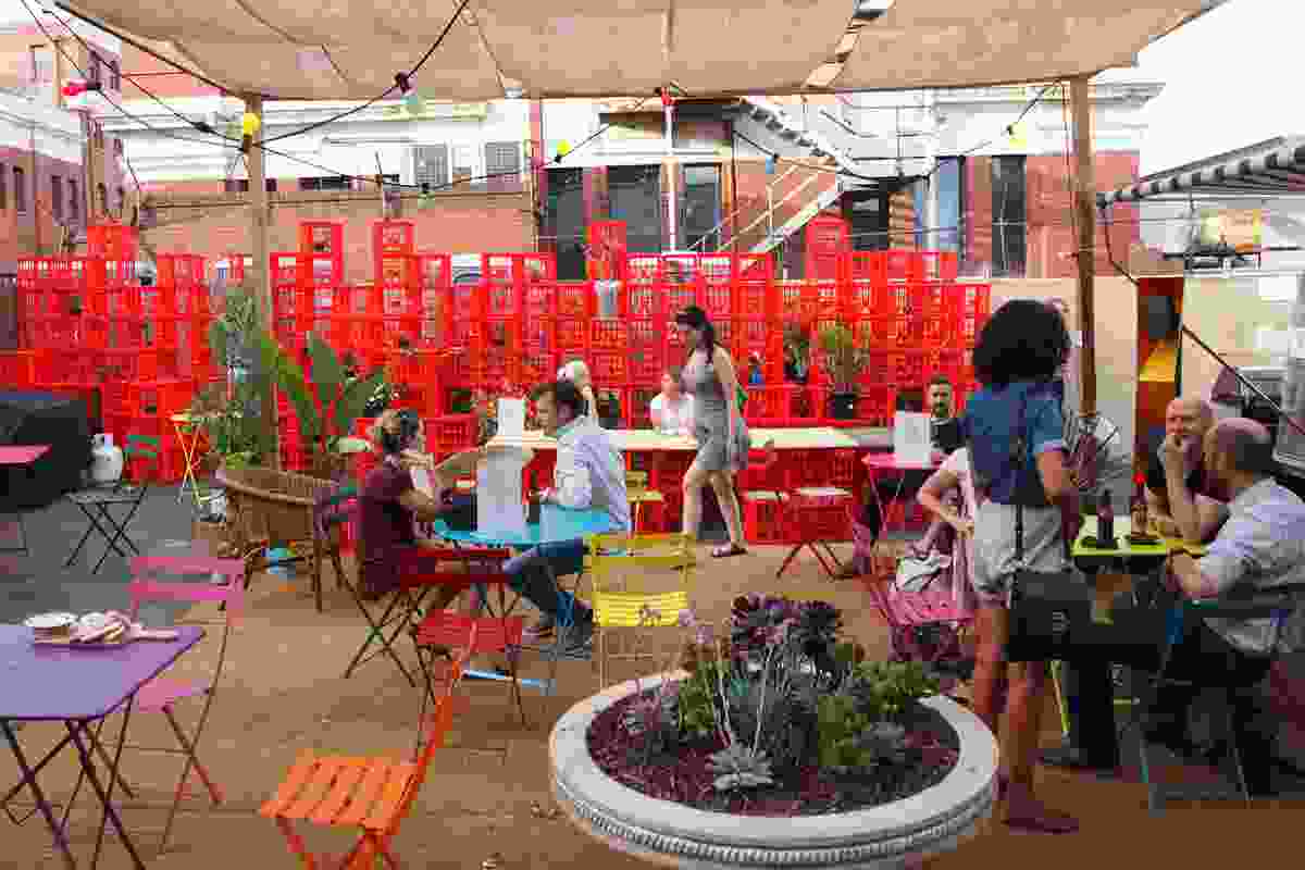 The School of Life pop-up space was almost entirely constructed by volunteers on a small budget.