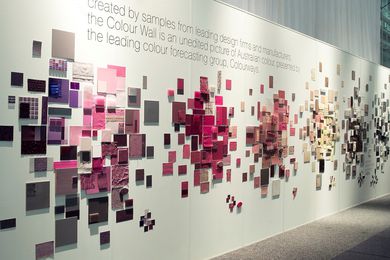 The Colourways colour wall showing a range of forecast colours and finishes – the result of a previous workshop.