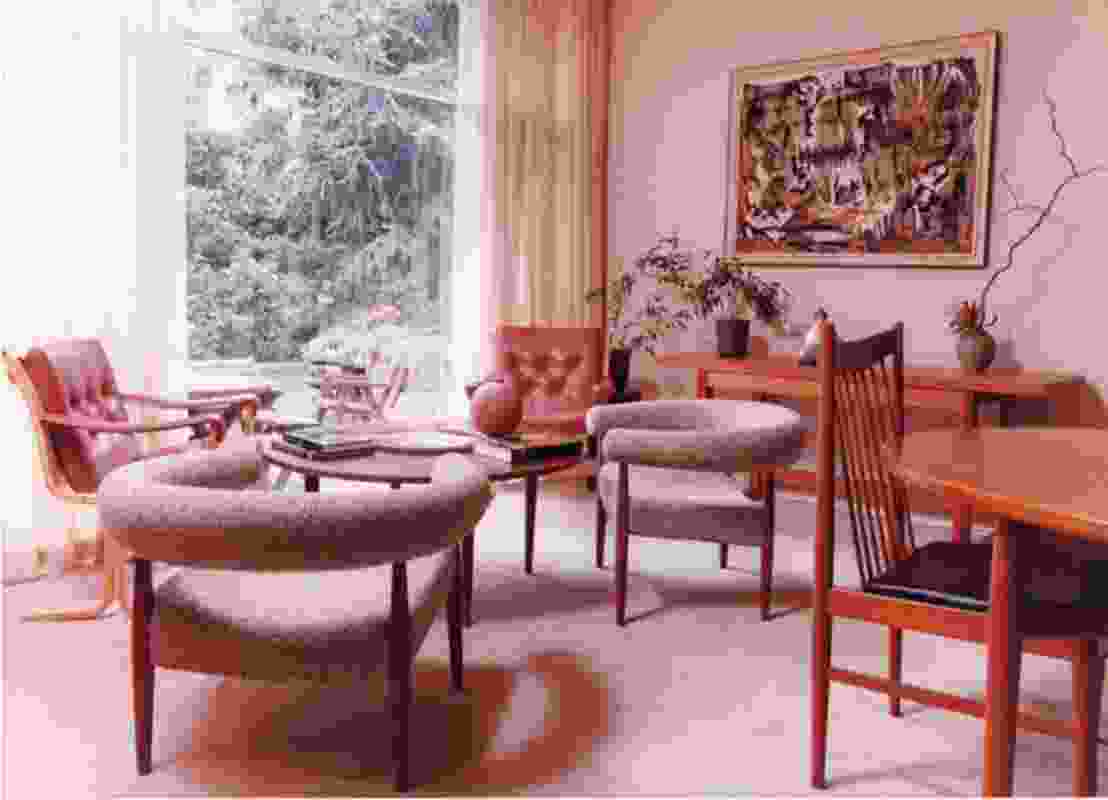 The living area of the Le Lievre family home in Mount Waverley, Victoria, 1979.