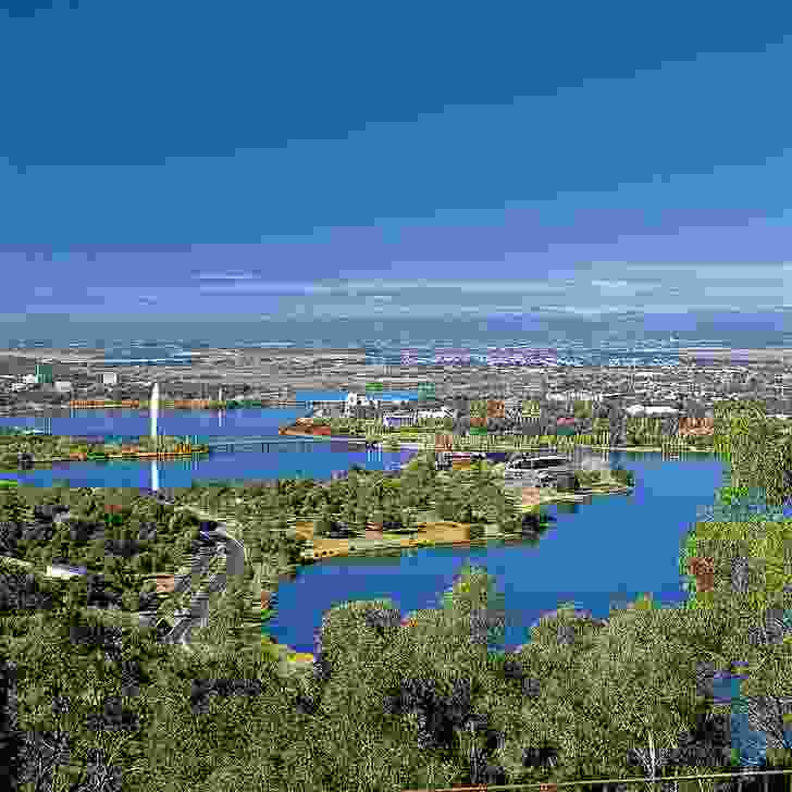Aerial view of Canberra.