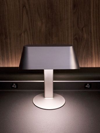 Caon Design Office’s Taurid Aerospace table lamp for Qantas’s A380 aircraft is made of machined aviation-grade aluminium. Its LEDs are controlled by the cabin crew.