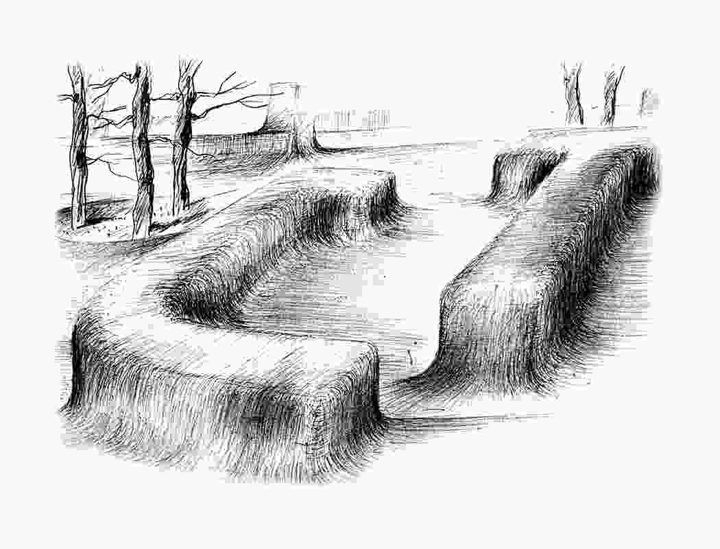 An early concept sketch of the seating at Walla Mulla Park.