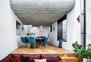 The varied and unexpected ceiling heights at Fitzroy Terrace result in spatial clarity and delight. Artwork: Brooke Holm.