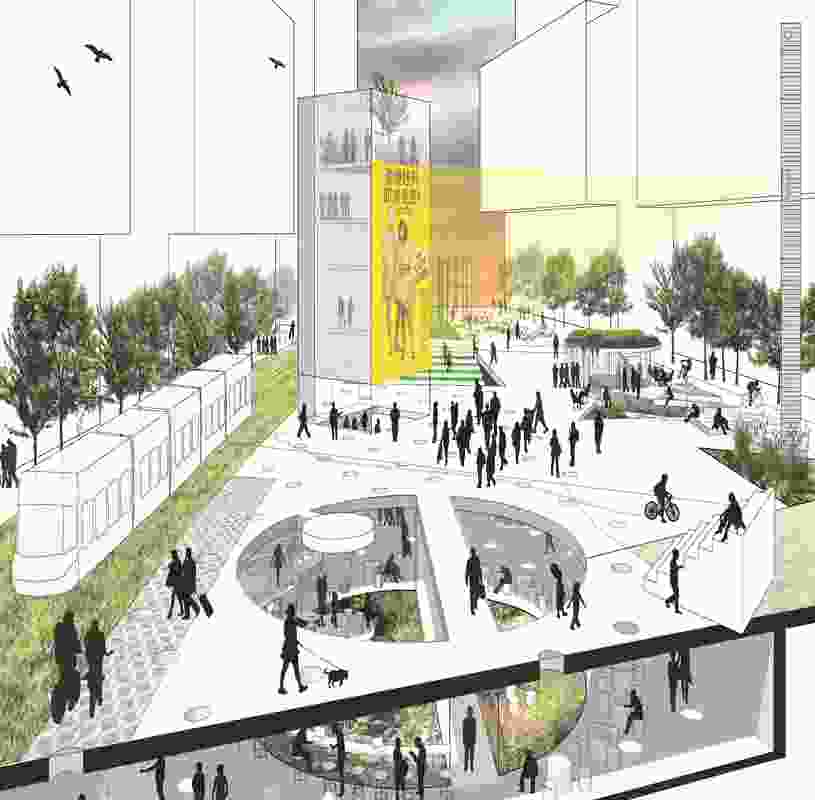 Winning entry in Sydney's Green Square Library & Plaza competition by Stewart Hollenstein + Colin Stewart Architects.