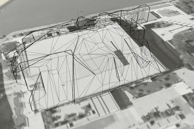 A 3D model sketch of wi-fi strength in the library. Peaks represent good signal strength. Credit: Dan Hill.