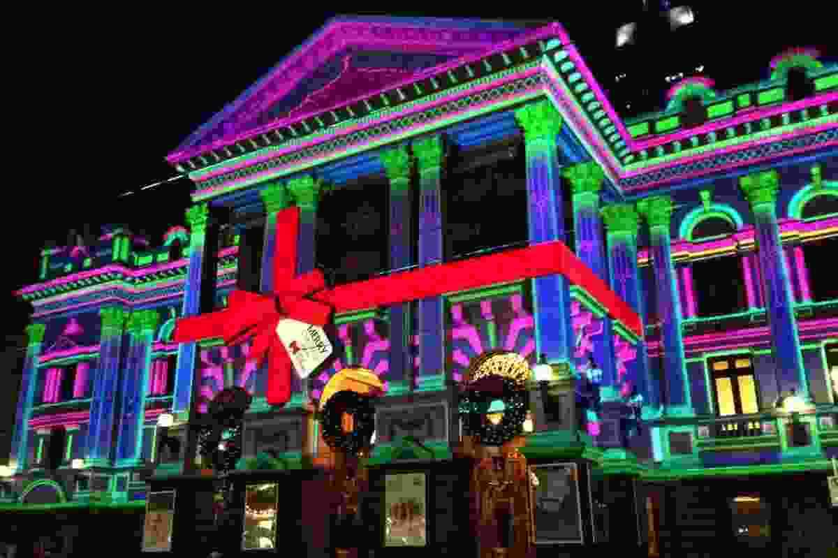 The Melbourne Town Hall lit up by The Electric Canvas.