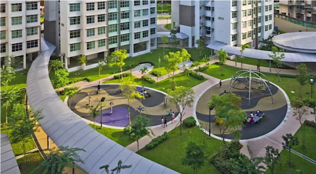 Punggol is an eco-precinct in Singapore promoting sustainable green living. Picture: Singapore Housing & Development Board