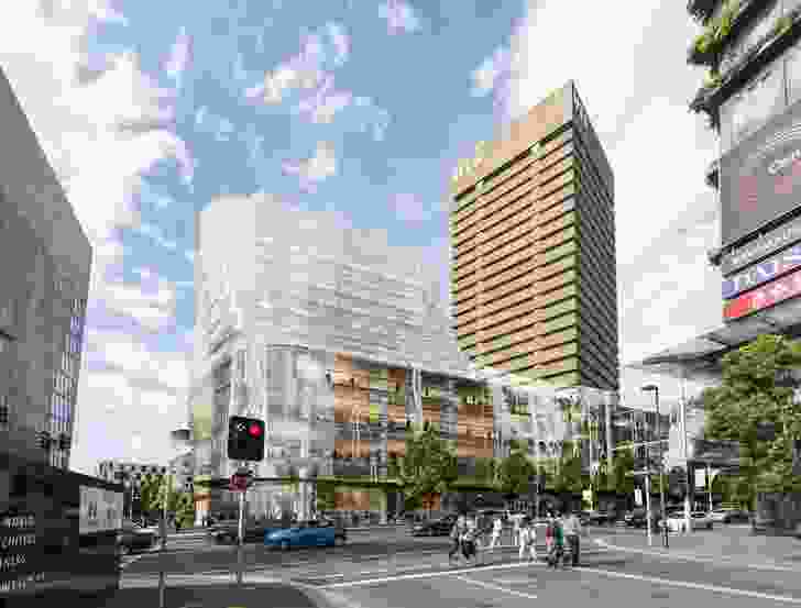 The proposed UTS Building 2 will be integrated with a new podium extension for Buildings 1 and 2.