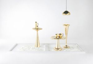 Tom Dixon’s Spun gold tea set at MOST, Milano 2013.