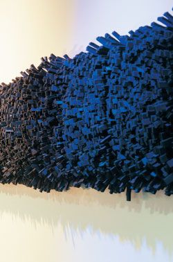  Detail of       blur between  , by Sebastian Di Mauro, in the level 6 waiting area. Image: Stefan Jannides.