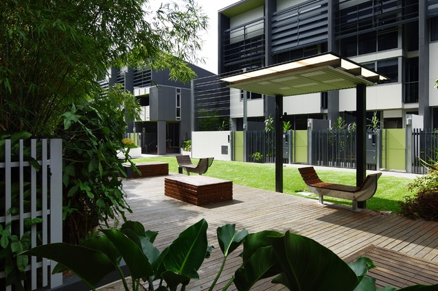 The design employs the Queensland vernacular of the timber deck as a social space throughout. Decks ‘float’ over the ground plane, into and out of built forms, blurring the aesthetic and functional distinction between buildings and landscape, between living, work and play.