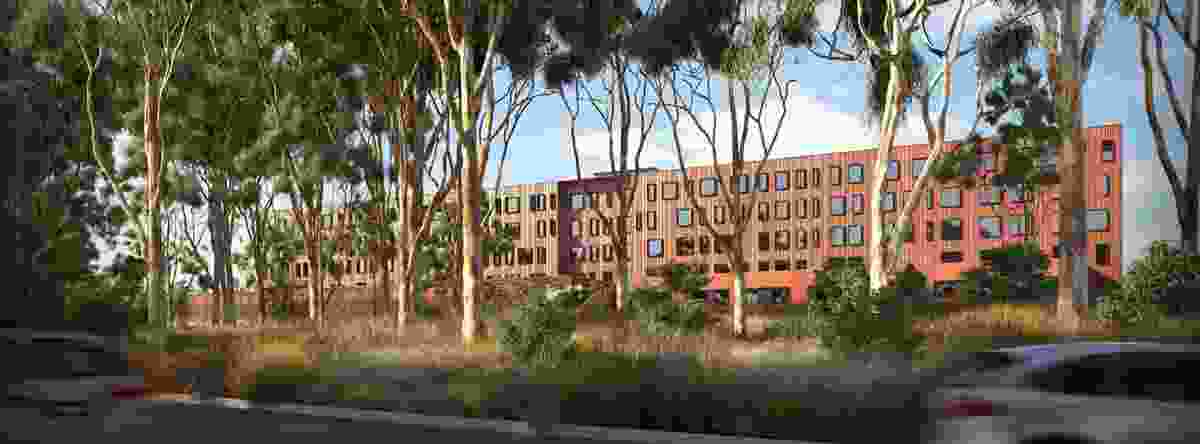 The proposed Maitland Hospital by BVN will be read as an object in the landscape.