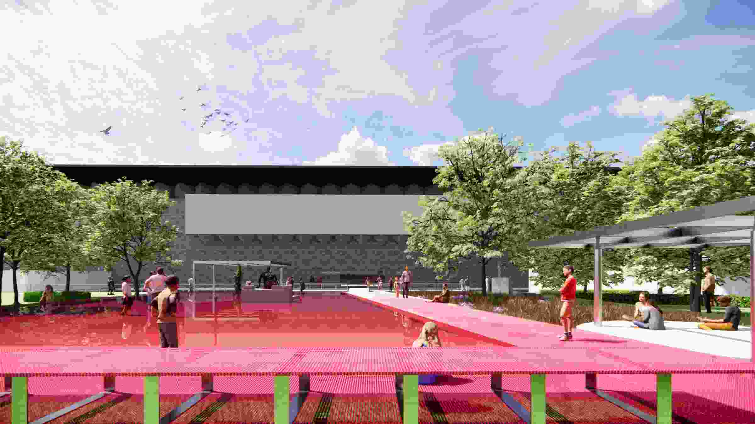 Ngv Project NGV's pink pond installation to open in November | ArchitectureAu