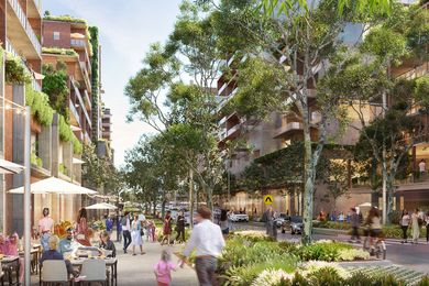A concept image of Glenfield Main Street, prepared for the Glenfield Place Strategy.