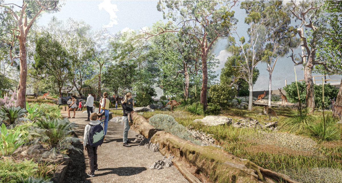 The macropod walk of the Upper Australia exhibit at Taronga Zoo by Lahznimmo Architects and Spackman, Mossop and Michaels.