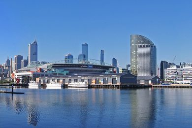A panoramic view across Melbourne's Victoria Harbour, which may be brought to life using ferries and heritage ships under a Hassell master plan.
