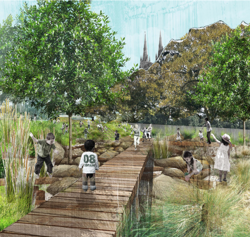 The proposed playground at Cook and Phillip Park in the Sydney CBD designed by Aspect Studios and Aileen Sage Architects.