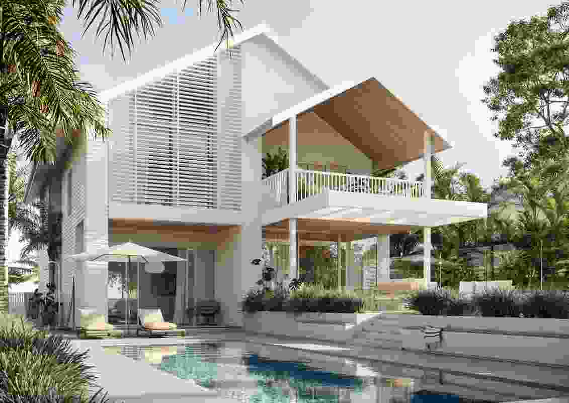 Linea Weatherboard used in render of Modern Coastal house.