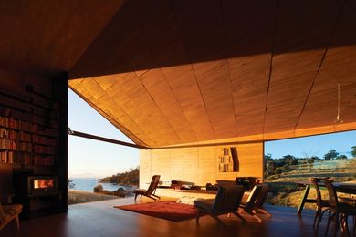 Shearer's Quarters by John Wardle Architects on Tasmania's Bruny Island uses timber as a key material.