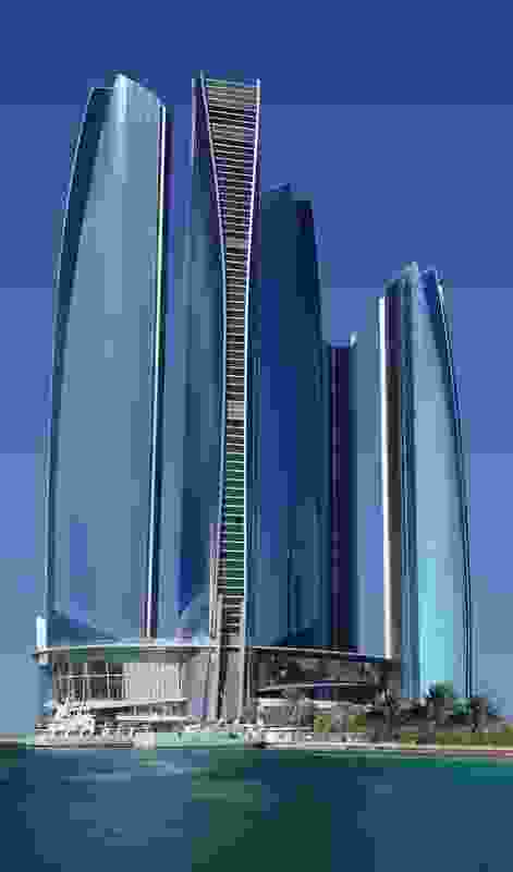 Etihad Towers in Abu Dhabi, by DBI Design.